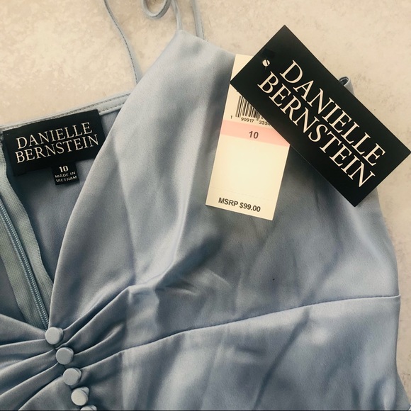 NWT Danielle Bernstein Satin Slip Dress in Baby Blue, sizes 10 & 12 - Picture 6 of 10